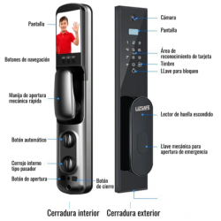 Cerradura inteligente con cámara, función de video portero y 6 formas de apertura